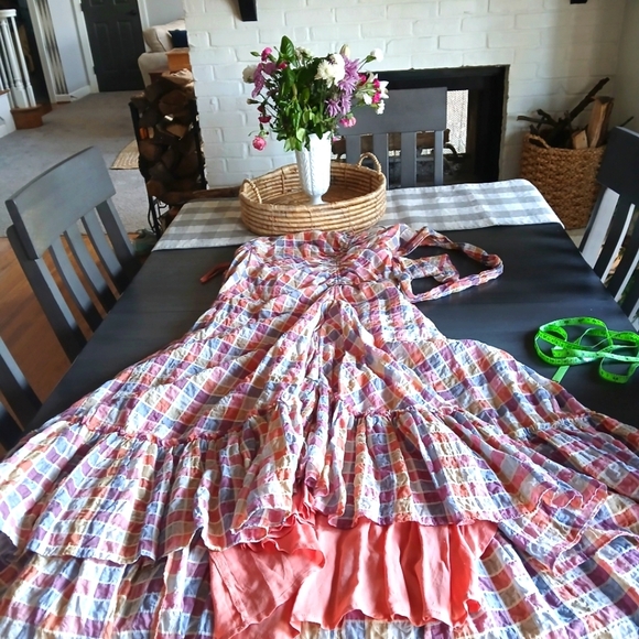 FREE PEOPLE Plaid Halter Maxi Dress LIKE NEW ADJUSTABLE SIZE 10 - Picture 6 of 10